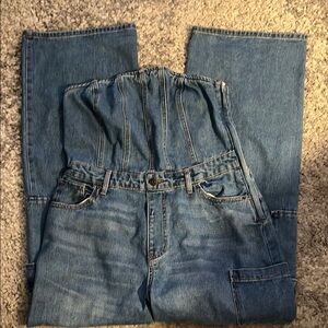 Wild Fable Blue Wide Leg Jean Jumpsuit bustier top new so darn cute on new